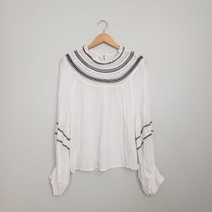 H&M Embroidered Peasant Top